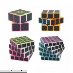 HJXD global Set of 4 Pack 2x2x2 3x3x3 4x4x4 5x5x5 Carbon Fiber Sticker Puzzle Cube Black  B06ZXX1HFP